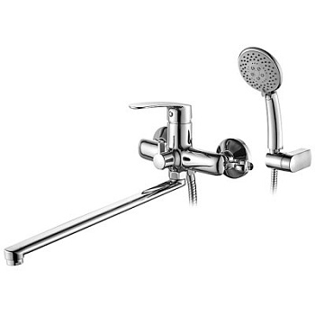 Смеситель L2272 для ванны c длинным поворот. изливом дивертор в корпусе LEDEME